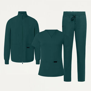 Uniforme de Enfermera Unisex de Manga Corta, Conjunto de Uniforme Médico, Tela Vaquera Rosa, Cuello en V, Diseño Moderno para Hombre y Mujer - Product Image 6