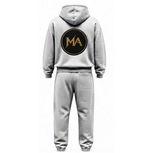 Conjunto Deportivo Gris con Capucha, 100% Algodón, Cierre Frontal con Cremallera, Bolsillo, Aplique Bordado, 480 g/m² - Product Image 3