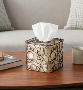 Porta pañuelos de metal con diseño floral, independiente, perfecto para uso doméstico, hotelero y en restaurantes. - Product Image 2