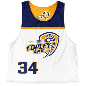 Copley Lax Camisetas de Lacrosse Personalizadas, Reversibles, Blancas, Azul Marino y Doradas, Sublimadas, Transpirables, 100% Poliéster, para Adultos - Product Image 1