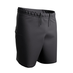 Shorts de sport pour homme en polyester noir à séchage rapide, taille mi-haute, avec cordon de serrage, couleur unie, tricotés, décontractés - Product Image 1