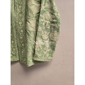 Blazer vert à col mandarin, manches longues, motif floral brodé à la main, veste en coton pour femme, saison printemps - Product Image 4
