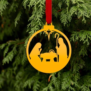 High Selling Blue Circle Metal Hanging <b>Christmas</b> Nativity Scene And Star Design Unique Hanging <b>Christmas</b> Nativity Ornaments - Product Image 4