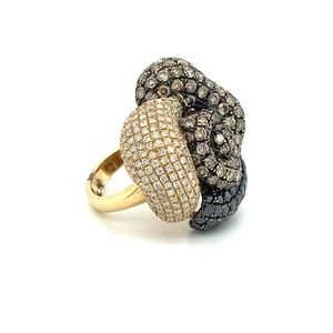 Anillo de Cóctel con Forma de Flor para Mujer, Joyería de Oro de 9K, Micro Pavé de Diamantes, Piedra Redonda Natural, Estilo Glamuroso, Anillo de Regalo para Fiesta - Product Image 1