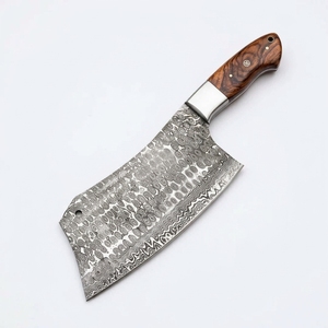 Cuchillo de carnicero de acero de Damasco con mango de madera y bolster de acero, para cocina, picar carne pesada y cortar huesos, venta directa de fábrica B2B OEM - Product Image 4