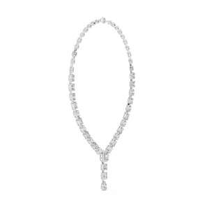 Collier Riviére Luxe en Or Blanc 18 carats plaqué Rhodium, serti d'émeraudes taillées en poire et de diamants de laboratoire taillés en poire de 21,1 carats, avec pierres latérales, idéal pour les fêtes et mariages - Product Image 3