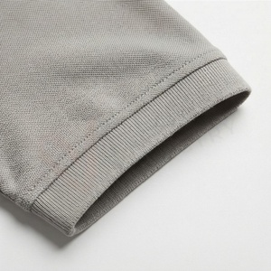 Polo en piqué de coton gris à manches courtes pour homme, décontracté, respirant, coupe classique, design tricoté uni - Product Image 6