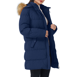Abrigo Largo Acolchado Personalizado al por Mayor para Mujer, de Poliéster Tejido Grueso con Capucha y Bolsillos con Cremallera, Ideal para Viajes, OEM - Product Image 4