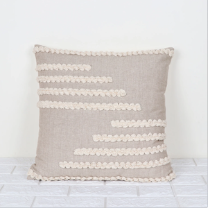 Hand Tufted Textured Boho <b>Beige</b> and Pink <b>Cushion</b> Cover Handmade Decorative Pillow Case for Sofa Bedroom Living Room Home Decor - Product Image 1