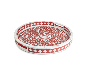 Plateau de service rectangulaire en bois naturel artisanal avec incrustations d'os pour la maison, les restaurants, les hôtels, en provenance d'Inde. - Product Image 2