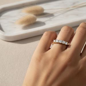 1.00CTW Round Cut Prong Set Five-Stone Band <b>Ring</b> - Product Image 1