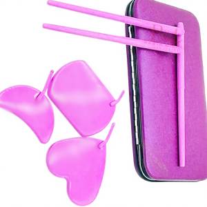 Custom 3 Different Shape Dark pink Eyelash Extension Mirror <b>Professional</b> Lash Inspection Mirror And Mirror And Magnetic <b>Case</b> - Product Image 1