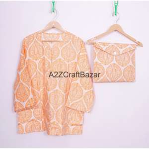 Elegante Conjunto de Pijamas de Algodón 100% No Tejido para Mujer, Ropa de Dormir Informal con Cuello Redondo, Manga Larga, Transpirable para Invierno, Cintura Elástica - Product Image 2