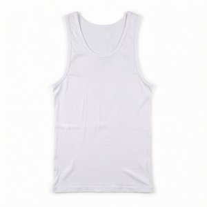 Men's <b>White</b> Cotton Breathable <b>Tank</b> <b>Top</b> O-Neck Casual Solid Color Knitted Sleeveless Shirt 100g - Product Image 6