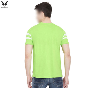 Camisetas de punto 100% algodón para hombre, estilo top, con estampado de logotipo propio en verde y blanco, buen proveedor, tela suave de primera calidad. - Product Image 3