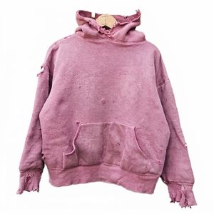 Sudadera con Capucha Extra Grande para Hombre, Estilo Vintage, Desgastada, de Color Sólido, de Algodón French Terry, Informal, Hip Hop, Transpirable, Resistente al Viento - Product Image 2