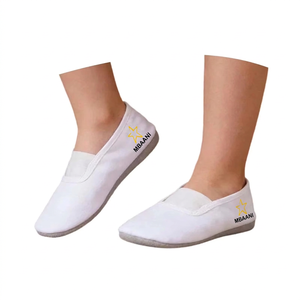 Chaussures de jazz en toile blanche pour femmes MBAANI, ballerines souples pour la pratique de la danse, semelle fendue en cuir - Product Image 4