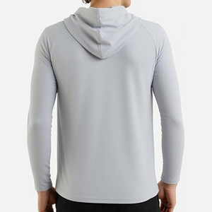 เสื้อสเวตเชิ้ตแขนยาวมีฮู้ดสีทึบสำหรับผู้ชายทรงเข้ารูปแห้งเร็วผ้าถักโพลีเอสเตอร์สวมใส่สบายสไตล์ฤดูใบไม้ผลิ - Product Image 4