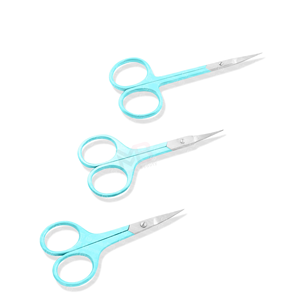 Tijeras para Cutículas de Acero Inoxidable Plateado con Punta Teal, Tijeras Multicapa para Extensiones de Pestañas, para Arte de Uñas y Belleza, Punta Puntiaguda - Product Image 3