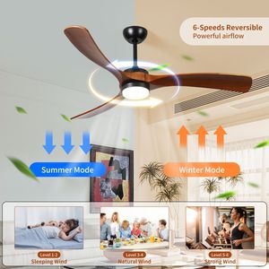 52\" 3 Solid Wood <b>Leaf</b> LED Ceiling Fan with <b>Lights</b> - Product Image 6