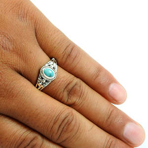 New Retro Design <b>Turquoise</b> Gemstone <b>Ring</b> In 925 Sterling Silver Unisex Jewelry Beautiful Valentine's Day Gift At Lowest Price - Product Image 3