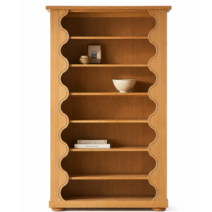 Bibliothèque autoportante en teck, rangement en bois naturel pour salon - Product Image 1