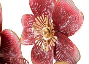 Sculpture murale florale en métal rose vif et or, arrangement artistique de fleurs pour salon, chambre à coucher, décoration moderne pour la maison - Product Image 4