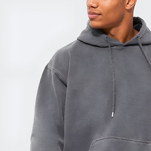 Sweat à capuche en molleton délavé pour homme, coupe oversize, style streetwear décontracté, en coton doux, vierge, vente en gros, OEM, hiver - Product Image 5