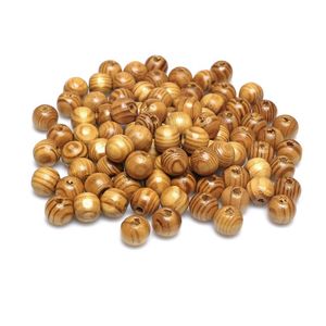 Perles en bois à motifs, perles marbrées marron et rouges avec trou pour la fabrication de bijoux, bracelets et artisanat - Product Image 2
