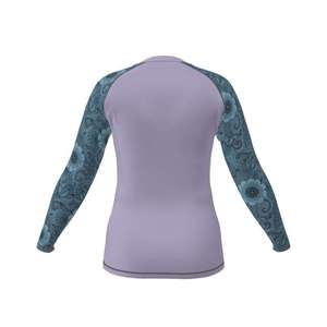 Custom Women Long Sleeve Rash Guard With Floral Print Anti UV <b>Compression</b> <b>Shirt</b> Spandex Polyester Full Sleeve Top - Product Image 2