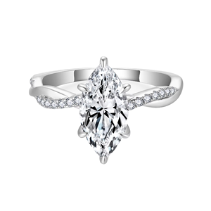 Bagues de mariage pour femmes en argent sterling 925 plaqué or blanc, serties de moissanite de forme marquise, certifiées GRA - Product Image 5