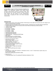 KITEK KMG-03LH DC Shunt Motor Couple to DC Shunt Generator (Hopkinsons) <b>Trainer</b> with Aluminium & <b>ABS</b> Plastic Construction - Product Image 2