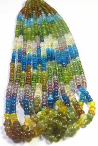 ลูกปัดอพาไทต์หลากสีสวยงาม ขนาด 16 นิ้ว ลูกปัดอพาไทต์ธรรมชาติเจาะรูตรงกลาง ขนาด 4.5-7.5 มม. ลูกปัดรอนเดลล์เรียบเนียน สำหรับทำเครื่องประดับ - Product Image 4