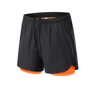 Shorts de sport pour homme à double couche avec logo personnalisé, en polyester et élasthanne, pour la course à pied et le jogging - Product Image 2