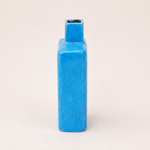 Vase à fleurs rectangulaire en céramique artisanale bleu Art déco moderne, décoration de table pour la maison - Product Image 5