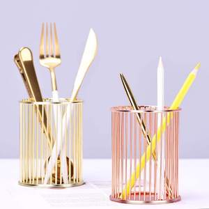 Metal Wire Pen Pencil <b>Holder</b> Stylish Desk Organizer Multipurpose Cup for Office Supplies <b>Makeup</b> Brushes - Product Image 4