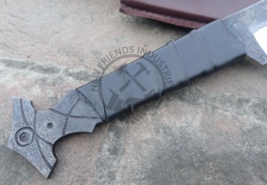 Cuchillo Vikingo Seax de Acero al Carbono Forjado a Mano, Hoja de 7.5 Pulgadas, Mango Ambidiestro, Cuchillo Sax Multiusos para Supervivencia y Caza - Product Image 3
