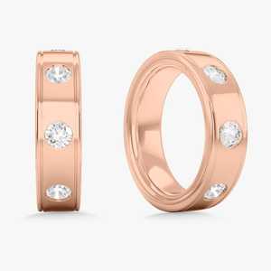 Wholesale 2 Carat Round Lab Grown Diamond Bezel Eternity Wedding Band 14K 18K Real Solid Gold Men's <b>Stacking</b> <b>Rings</b> Factory Price - Product Image 1