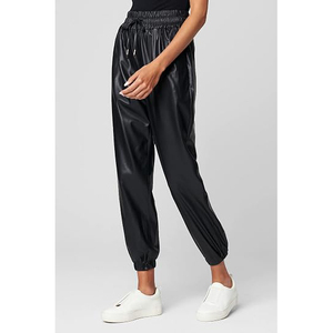 Pantalones de Cuero para Mujer, Cintura Alta, Corte Regular, Elásticos, de Piel Sintética, Rectos, Casuales, Transpirables y Ecológicos - Product Image 2