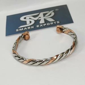 Luxury Magnetic Copper Traditional Open Cuff Bangle Metal Craft Handmade Adjustable Twisted Rope Style <b>Bracelet</b> - Product Image 6