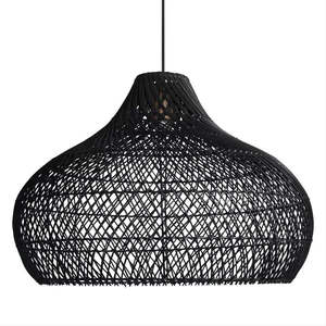 Cheap Wholesale Black Rattan Lampshade Sustainable Durable Handwoven <b>Pendant</b> <b>Light</b> Cover for Home Decoration Made In Vietnam - Product Image 1