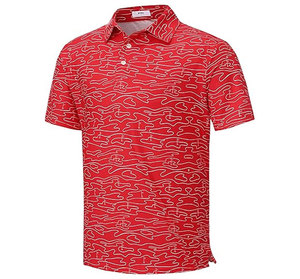 Camisa de Golf para Hombre, Manga Corta, Diseño Personalizado, Impresión Digital, Antiarrugas, Lona de Algodón y Spandex, 180g, Alta Calidad, con Bolsillo - Product Image 1