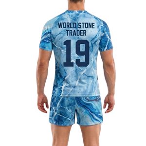 Fluid Marble Motion Rugby Uniform Blue Polyester Moisture Wicking Lightweight Premium Athletic Teamwear Rugby Uniforms - Product Image 2