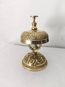 Vintage <b>Brass</b> Desk <b>Bell</b> with Sculpted Bird Centerpiece Ornate Floral Dome Ringer Decorative Reception Counter Accessory - Product Image 5
