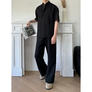 Tenues en lin pour hommes, chemisier à manches longues et pantalon, ensembles 2 pièces - Product Image 4