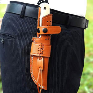 Heavy Duty Leather <b>Knife</b> Sheath Custom Handmade Outdoor Hunting Camping Belt Carry <b>Holder</b> Traditional Leather <b>Knife</b> Sheath - Product Image 3