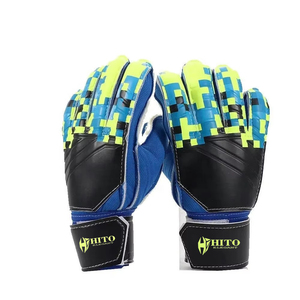 Gants de gardien de but de football personnalisés noir et bleu, très demandés, avec paume plate en latex allemand de 4 mm - Product Image 1