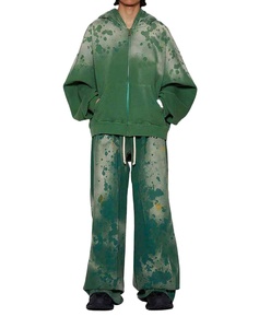 Chándales con cremallera y logotipo personalizado de lavado ácido de alta calidad, venta al por mayor de 100% de algodón polar con cremallera, chándales con hombros caídos - Product Image 1