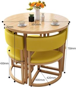 Modern Round Wooden Dining <b>Table</b> Set with Upholstered Chair <b>Space</b> <b>Saving</b> Apartment Furniture - Product Image 3