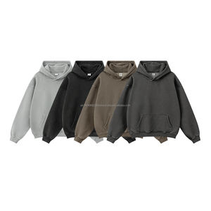 Sweats à capuche délavés à l'acide avec logo personnalisé pour hommes Streetwear tricoté surdimensionné avec un look vieilli décontracté hiver col à capuche commande en gros - Product Image 6